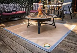 fire pit on wooden deck