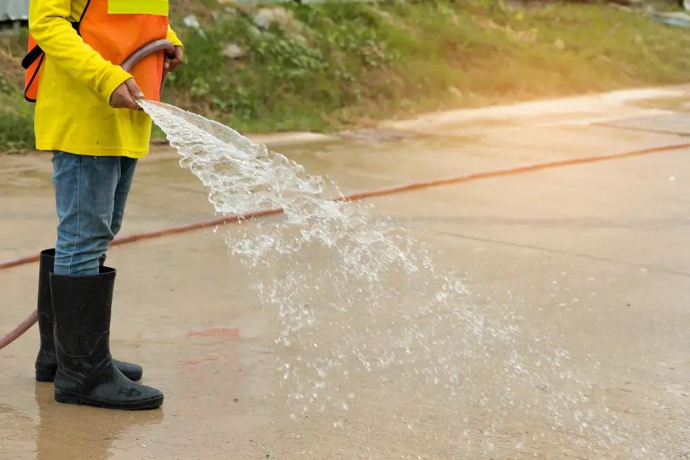 cleaning concrete driveway