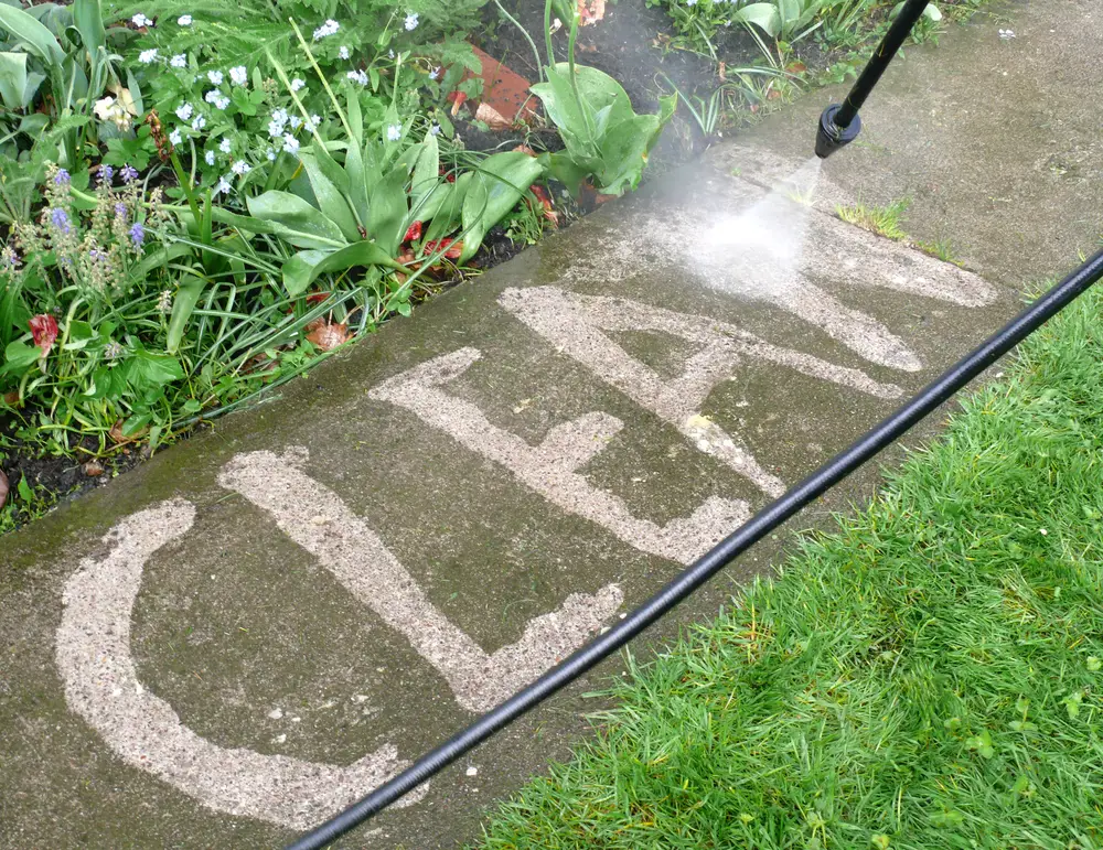 cleaning concrete patio